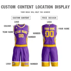Purple Gold-White Graffiti Lightning Basketball Jersey 3