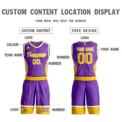 Purple Gold-White Graffiti Lightning Basketball Jersey 3