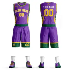 Purple Gold-White Graffiti Lightning Basketball Jersey