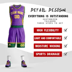 Purple Gold-White Graffiti Lightning Basketball Jersey 2