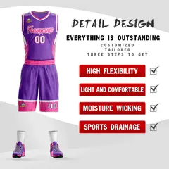 Purple Gold-White Graffiti Lightning Basketball Jersey 2