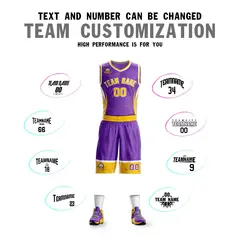 Purple Gold-White Graffiti Lightning Basketball Jersey 4