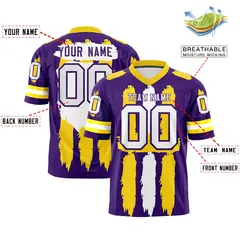 Purple Gold White Graffiti Pattern Flag Football Jersey 2