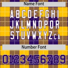 Purple Gold-White Plaid Varsity Full-Snap Letterman Baseball Jacket 4