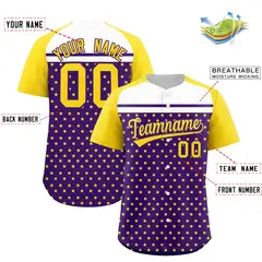 Purple Gold-White Raglan Sleeve Star Print Baseball Jersey 2