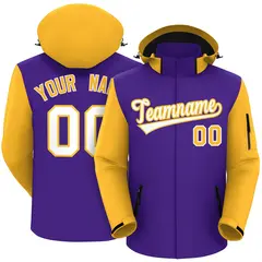 Purple Gold-White Raglan Sleeves Waterproof Jacket 1