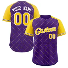 Purple Gold-White Rhombus Authentic Baseball Jersey