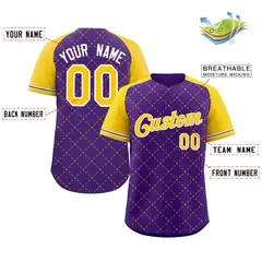 Purple Gold-White Rhombus Authentic Baseball Jersey 2