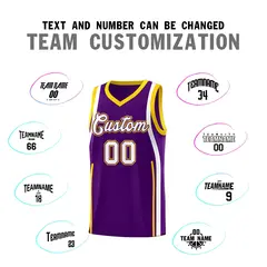 Purple Gold-White Ribbon Pattern Basketball Kits 4