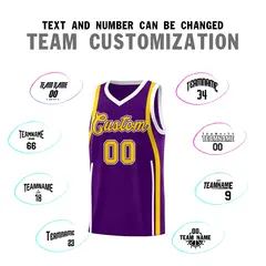 Purple Gold-White Ribbon Pattern Basketball Kits 4