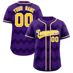 Purple Gold-White Ripple Design Authentic Baseball Jersey