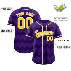 Purple Gold-White Ripple Design Authentic Baseball Jersey 2