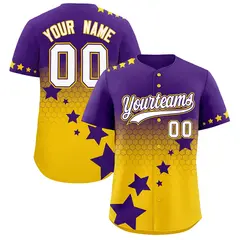 Purple Gold White Rising Stars Gradient Baseball Jersey 1