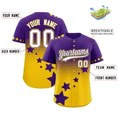Purple Gold White Rising Stars Gradient Baseball Jersey 2