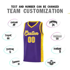 Purple Gold-White Side Splash Basketball Uniform Jersey 4