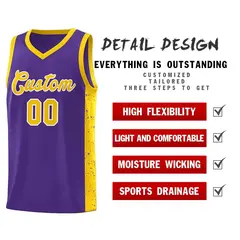 Purple Gold-White Side Splash Basketball Uniform Jersey 5