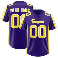 Purple Gold White Side Stripe Authentic Football Jersey