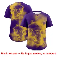 Purple Gold White Skeleton Graffiti Baseball Jersey 8