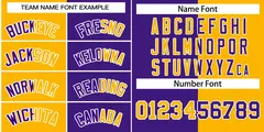 Purple Gold-White Split Two Tone Letterman Varsity Full-Snap Jacket 3