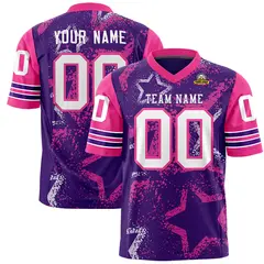 Purple Gold-White Star Pattern Authentic Football Jersey