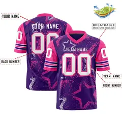 Purple Gold-White Star Pattern Authentic Football Jersey 2