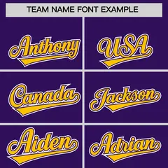 Purple Gold White Star Series Lace-Up Neck Hockey Jersey 3