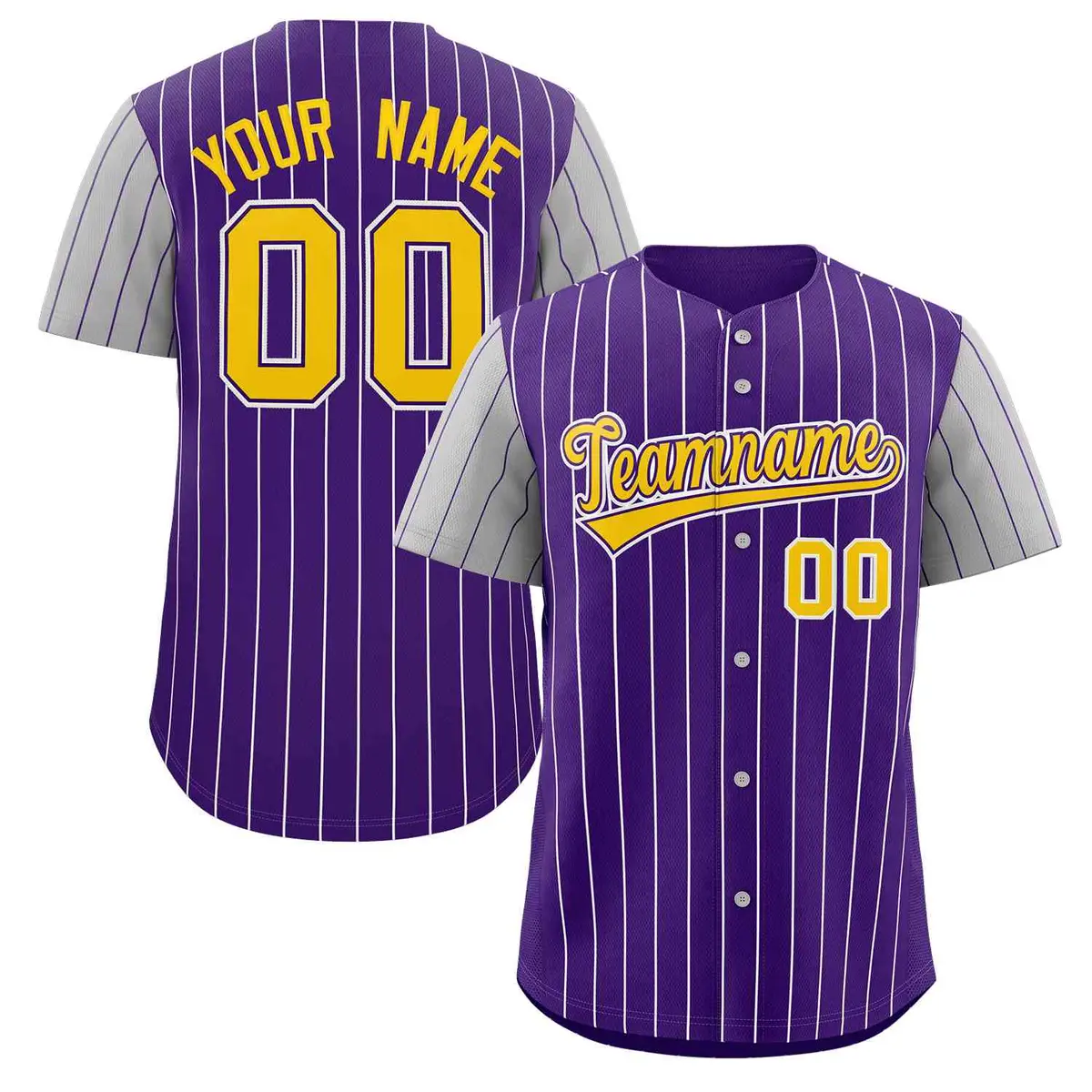 Purple Gold-White Stripe Raglan Baseball Jersey