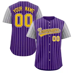 Purple Gold-White Stripe Raglan Baseball Jersey 1