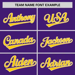 Purple Gold-White Stripe Raglan Two-Button Softball Jersey 3