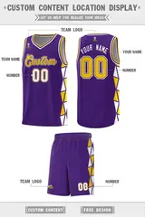 Purple Gold-White Triangle Splicing Basketball Jersey 2