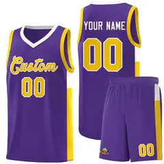 Purple Gold-White Two-Tone Classic Basketball Jersey