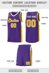 Purple Gold-White Two-Tone Classic Basketball Jersey 2