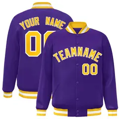 Purple Gold-White Varsity Full-Snap Letterman Jacket