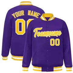 Purple Gold-White Varsity Full-Snap Letterman Jacket
