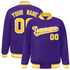 Purple Gold-White Varsity Full-Snap Letterman Jacket