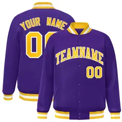 Purple Gold-White Varsity Full-Snap Letterman Jacket