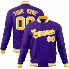 Purple Gold-White Varsity Full-Snap Letterman Jacket 1