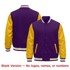 Purple Gold White Varsity Full-Snap Letterman Jacket Raglan Leather Sleeves 10