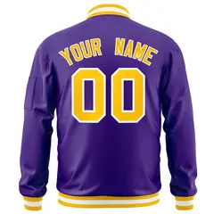 Purple Gold-White Varsity Full-Zip Letterman Bomber Jacket 4
