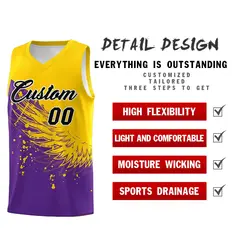 Purple Gold Wing Pattern Basketball Jersey Sports Uniform 2