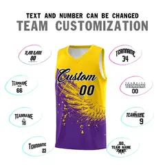 Purple Gold Wing Pattern Basketball Jersey Sports Uniform 4