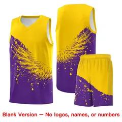 Purple Gold Wing Pattern Basketball Jersey Sports Uniform 7