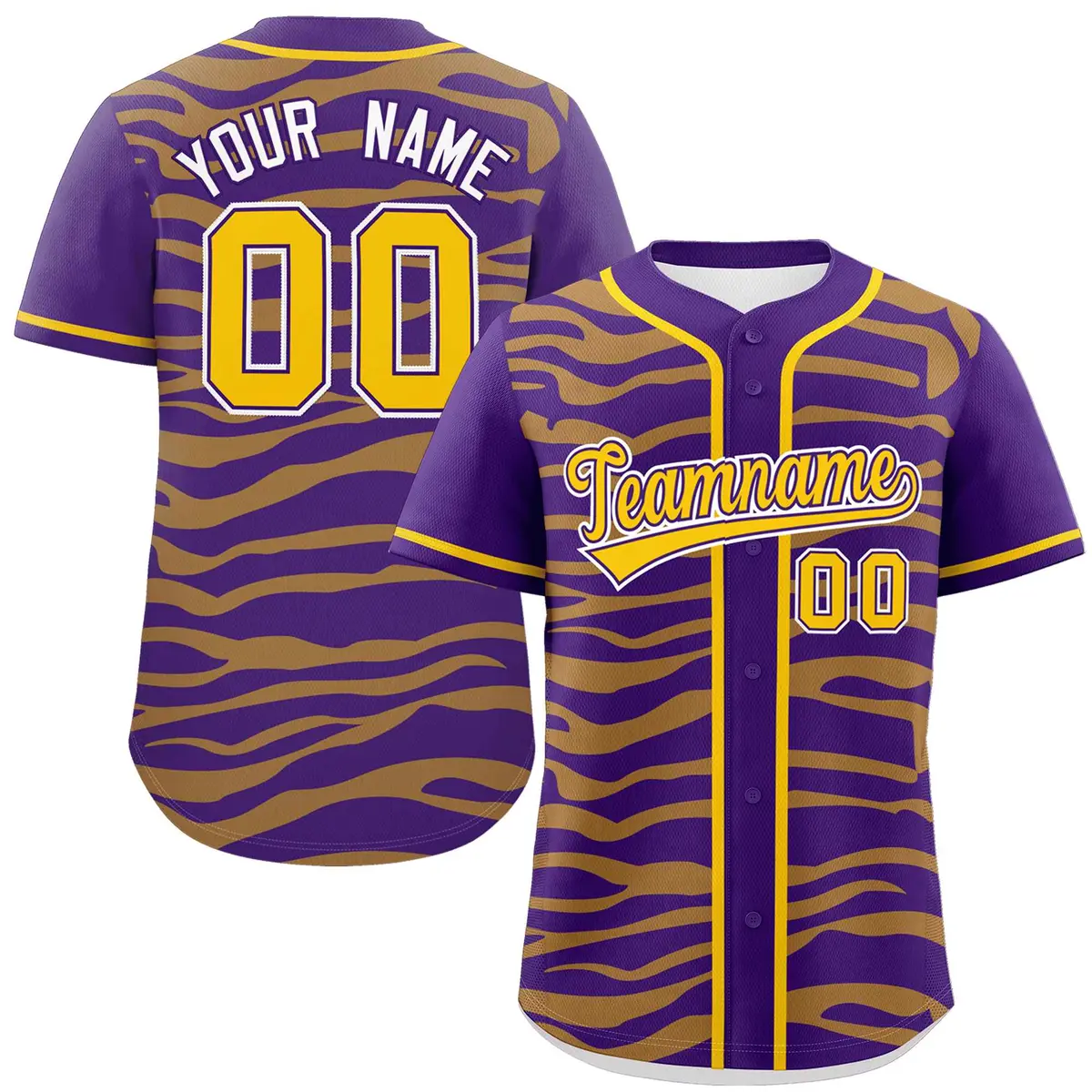 Purple Gold Zebra Graffiti Authentic Baseball Jersey