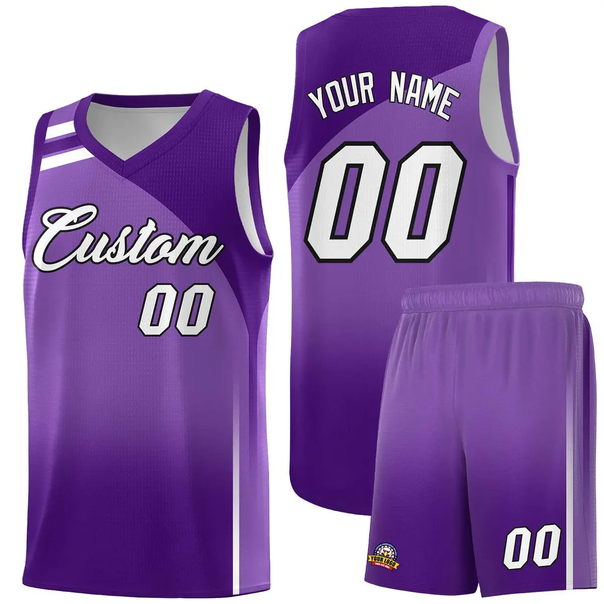 Purple Gradient Basketball Jersey Sets