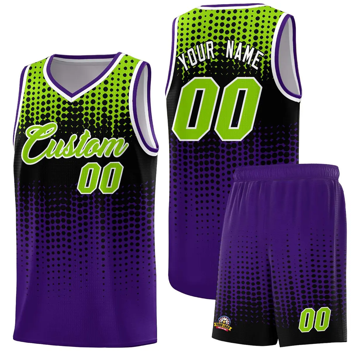 Purple Gradient Dots Pattern Basketball Jersey