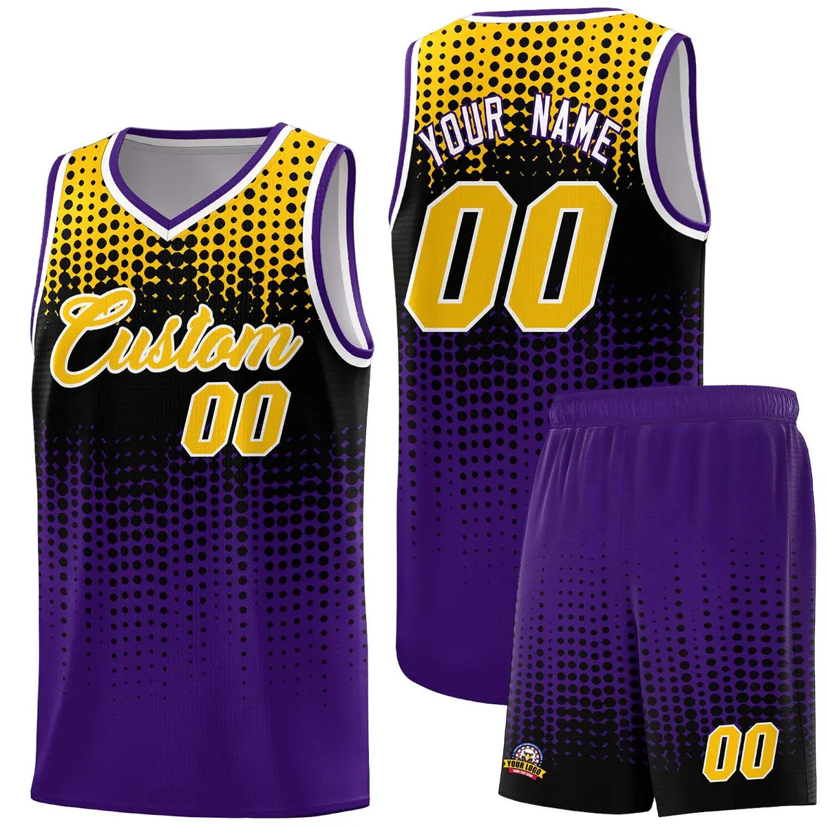 Purple Gradient Dots Pattern Basketball Jersey