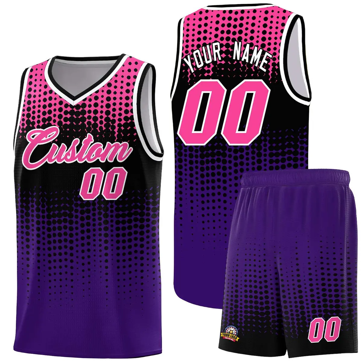 Purple Gradient Dots Pattern Basketball Jersey
