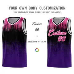 Purple Gradient Dots Pattern Basketball Jersey 3