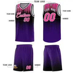 Purple Gradient Dots Pattern Basketball Jersey 5