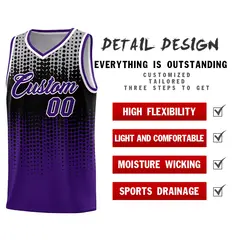Purple Gradient Dots Pattern Basketball Jersey 2